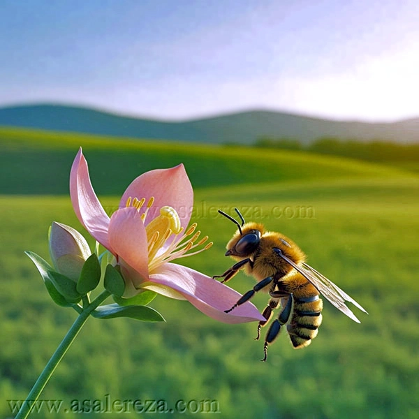 زنبور عسل روی گل اسپند