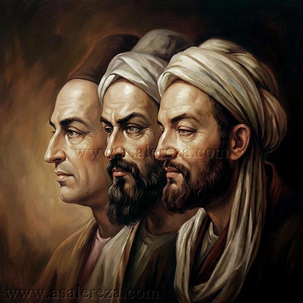 نقاشی دانشمندان برتر طب سنتی ایران