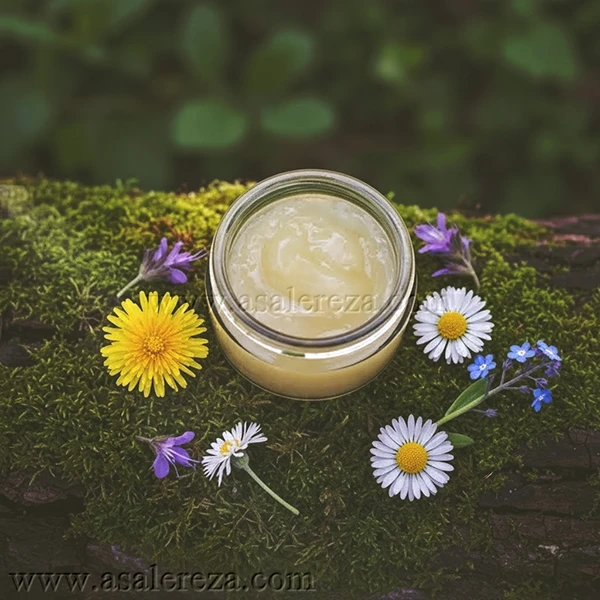 ژل رویال روی تنه درخت در جنگل از نمای بالا