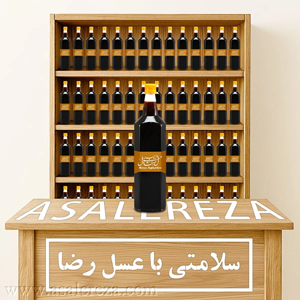 سرکه عسل روی میز با پس زمینه قفس سرکه عسل ها