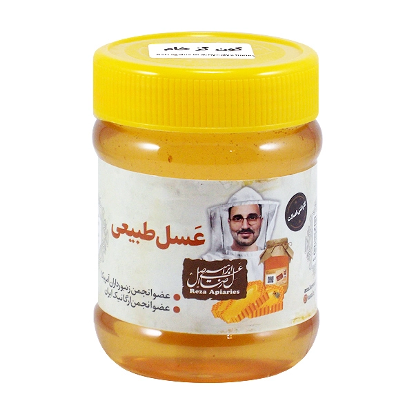 reza-raw-gon-gaz-honey-470g عسل گون گز خام رضا 470 گرمی طبیعی و حرارت ندیده